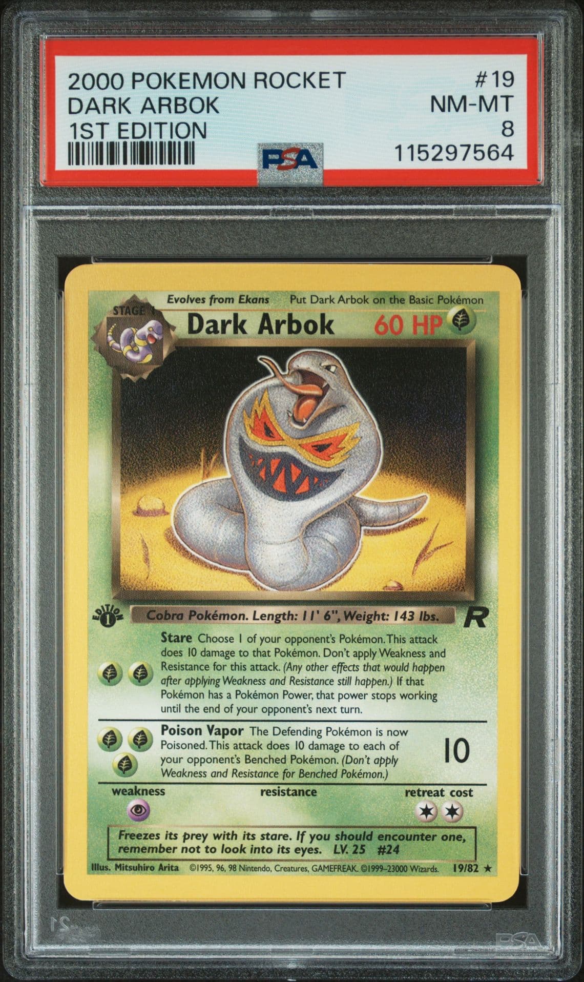 Dark Arbok 1st Edition 19/82 Team Rocket Regular PSA 8