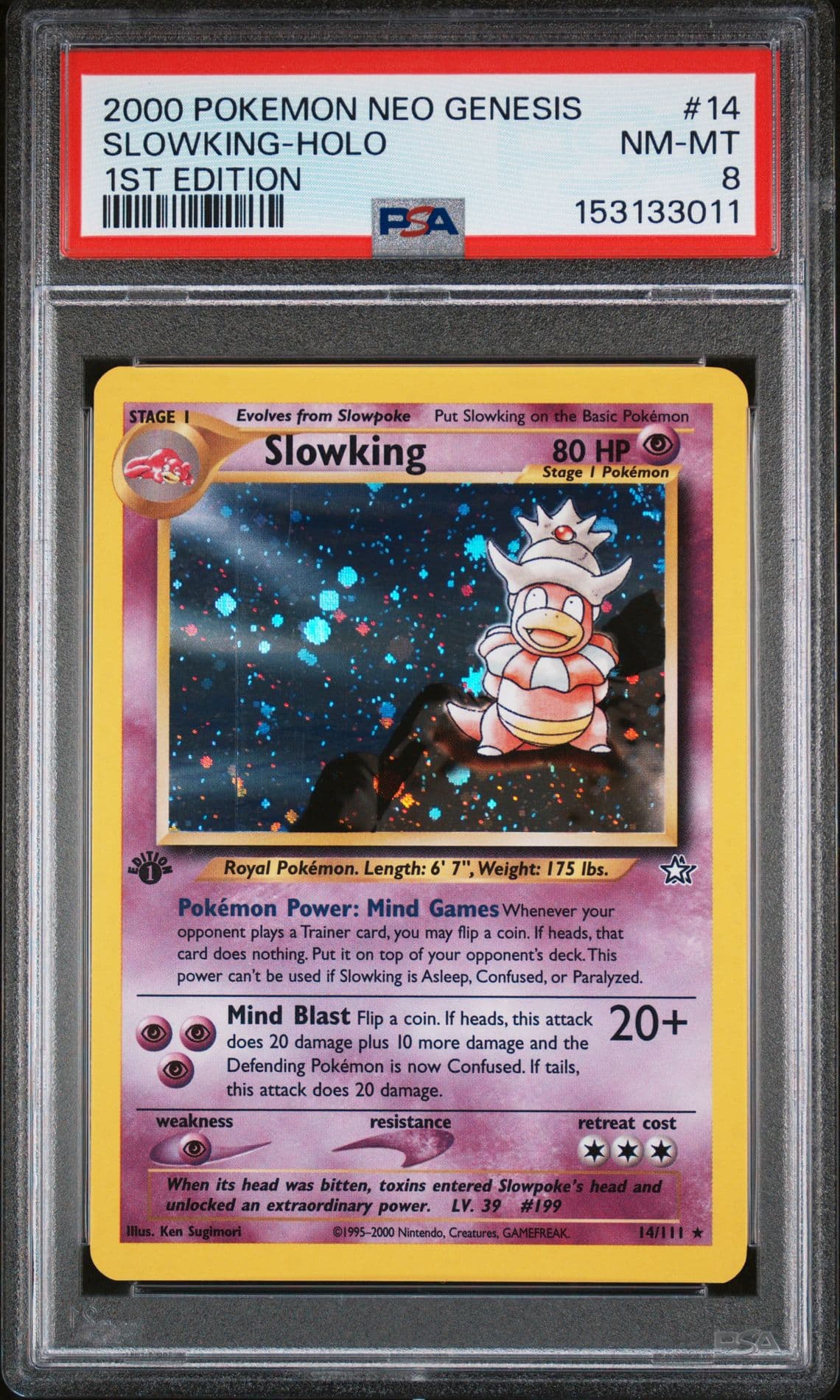 Slowking Holo 14/111 Neo Genesis 1st Edition Pokemon PSA 8