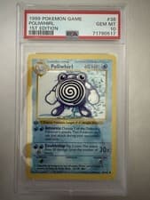 1999 POKEMON CARD POLIWHIRL BASE SET 1ST EDITION SHADOWLESS 38/102 PSA 10 GEM MT