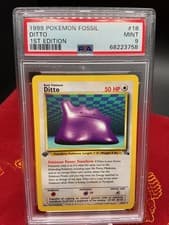 Ditto Non-Holo 18/62 Rare Pokemon Fossil 1st Edition PSA 9