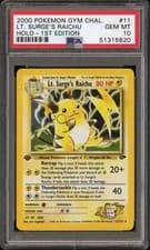 PSA 10 LT. SURGE'S RAICHU 11/132 | 1st Edition Gym Challenge Holo Pokemon Card