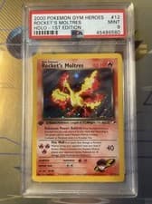 Rocket's Moltres - 1st Edition - PSA 9 MINT - Gym Heroes WOTC 12/132 - Pokemon