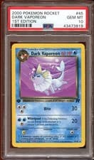 PSA 10 GEM MINT Dark Vaporeon 45/82 Team Rocket 1ST EDITION Pokemon Card