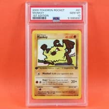 2000 Pokemon Mankey 61 WOTC Team Rocket 1st Edition PSA 10 Gem Mint POP 512