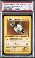 2000 POKEMON GYM HEROES 1ST ED #80 LT. SURGE'S MAGNEMITE PSA 9