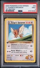 Gym Heroes 1st Edition: Lt. Surge's Spearow 83/132 PSA 9!