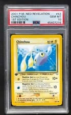 2001 P.M Neo Revelation Chinchou PSA 10 Mint First 1st Edition 42/64 Pokemon 42