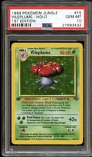 PSA 10 GEM MINT Vileplume 15/64 HOLO RARE Jungle 1ST EDITION Pokemon Card