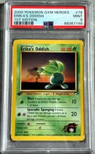 Pokémon Card 1st Ed. Erika’s Oddish PSA 9 Mint, Gym Heroes 78/132, WOTC 2000
