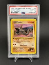 Pokémon TCG 2000 Gym Heroes Brock’s Onix 1st Edition #69 PSA 10 GEM MT POP 74🔥