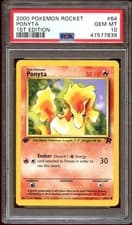 PSA 10 GEM MINT Ponyta 64/82 Team Rocket 1ST EDITION Pokemon Card