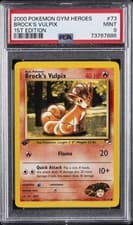 2000 POKEMON GYM HEROES 1ST ED #73 BROCK'S VULPIX PSA 9