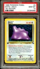 PSA 10 GEM MINT Ditto 3/62 HOLO RARE Fossil 1ST EDITION Pokemon Card