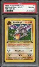 PSA 10 GEM MINT Aerodactyl 1/62 HOLO RARE Fossil 1ST EDITION Pokemon Card