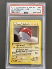 LT. Surge's Voltorb 1st Edition 2000 Pokemon Gym Heroes PSA 9 MINT 84/132
