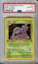PSA 10 GEM MINT Pokemon MUK Holo Rare Fossil 13/62 1st Edition
