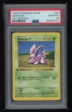 POKEMON 1st Edition Shadowless Base Set NIDORAN 55/102 Common PSA 10 GEM MINT