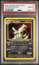 2001 Neo Discovery Tyranitar 1st Edition Holo #12 PSA 10 🧼Clean Pop 77🧼