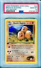 PSA 10 GEM MINT Pokemon Brock's Dugtrio Rare Gym Challenge 22/132 1st Edition