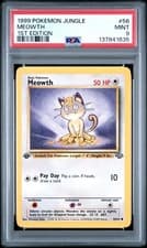 1999 POKEMON JUNGLE 1ST ED #56 MEOWTH PSA 9
