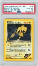 PSA 10 1st Edition Rocket's Zapdos 15/132 Gym Challenge Pokemon 2000
