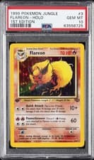 1999 POKEMON JUNGLE 1ST EDITION #3 FLAREON-HOLO PSA 10